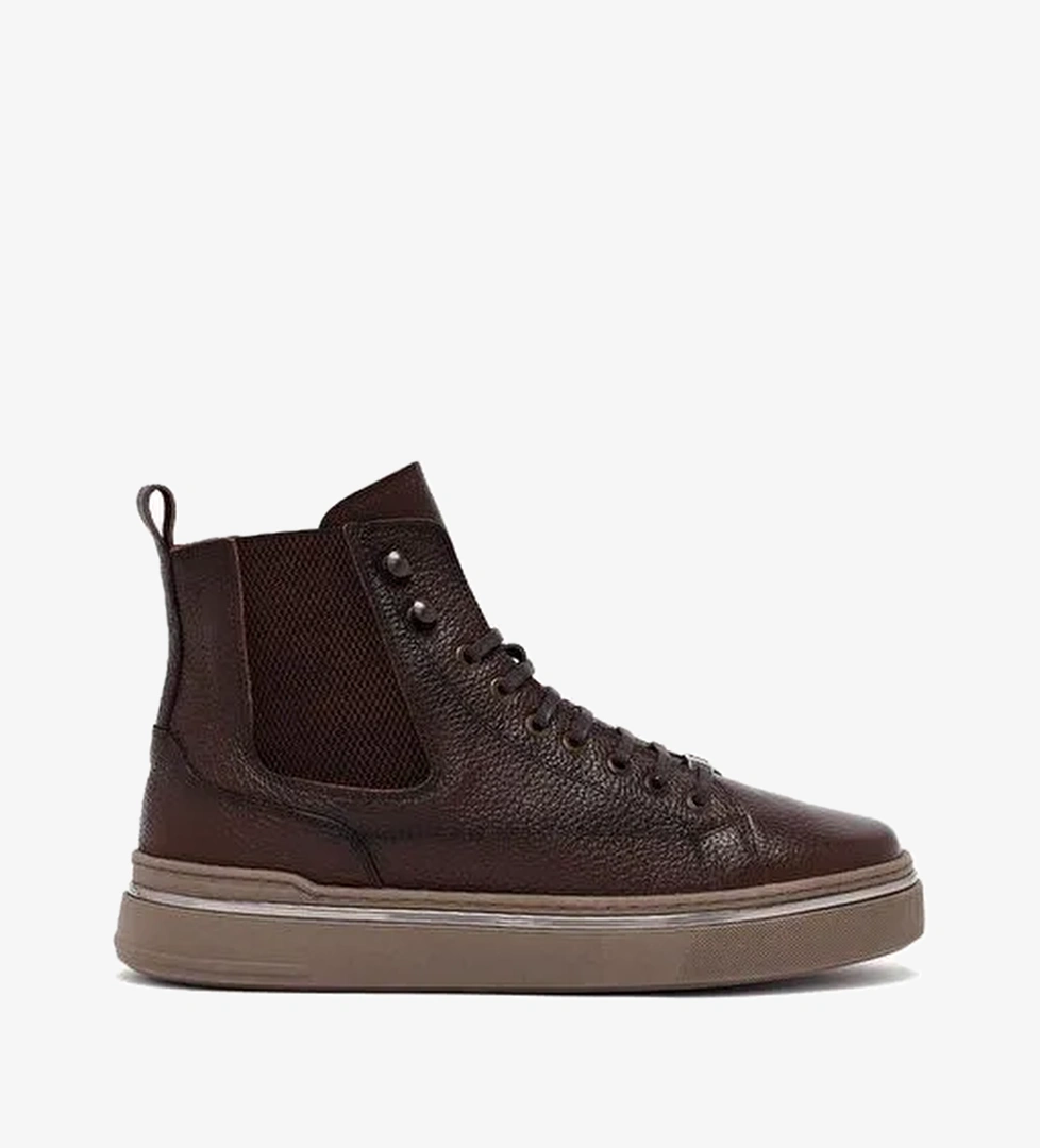 Erkek Kahverengi Bağcıklı Deri Spor Bot 25WFD6548FT - Görsel 1