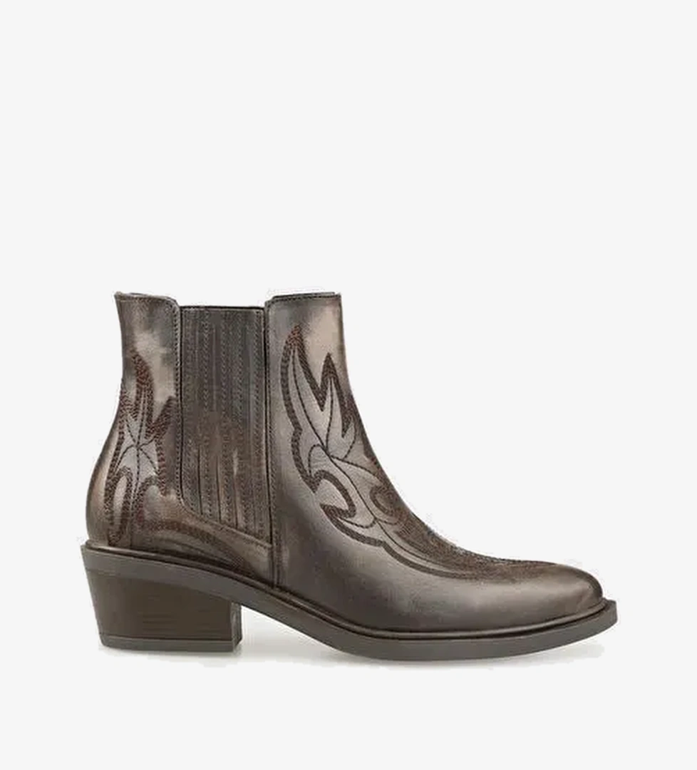 Vizon Deri Kadın Western Bot - Görsel 1