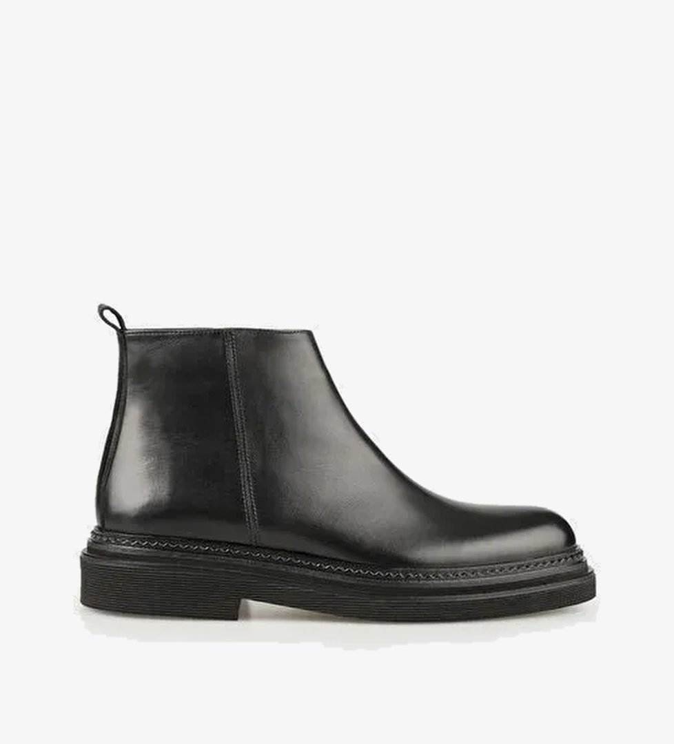 Siyah Deri Erkek Günlük Bot - Görsel 1
