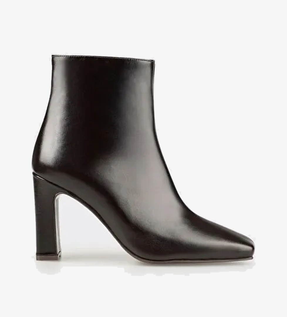 Kahve Deri Kadın Yüksek Topuk Bot - Görsel 1