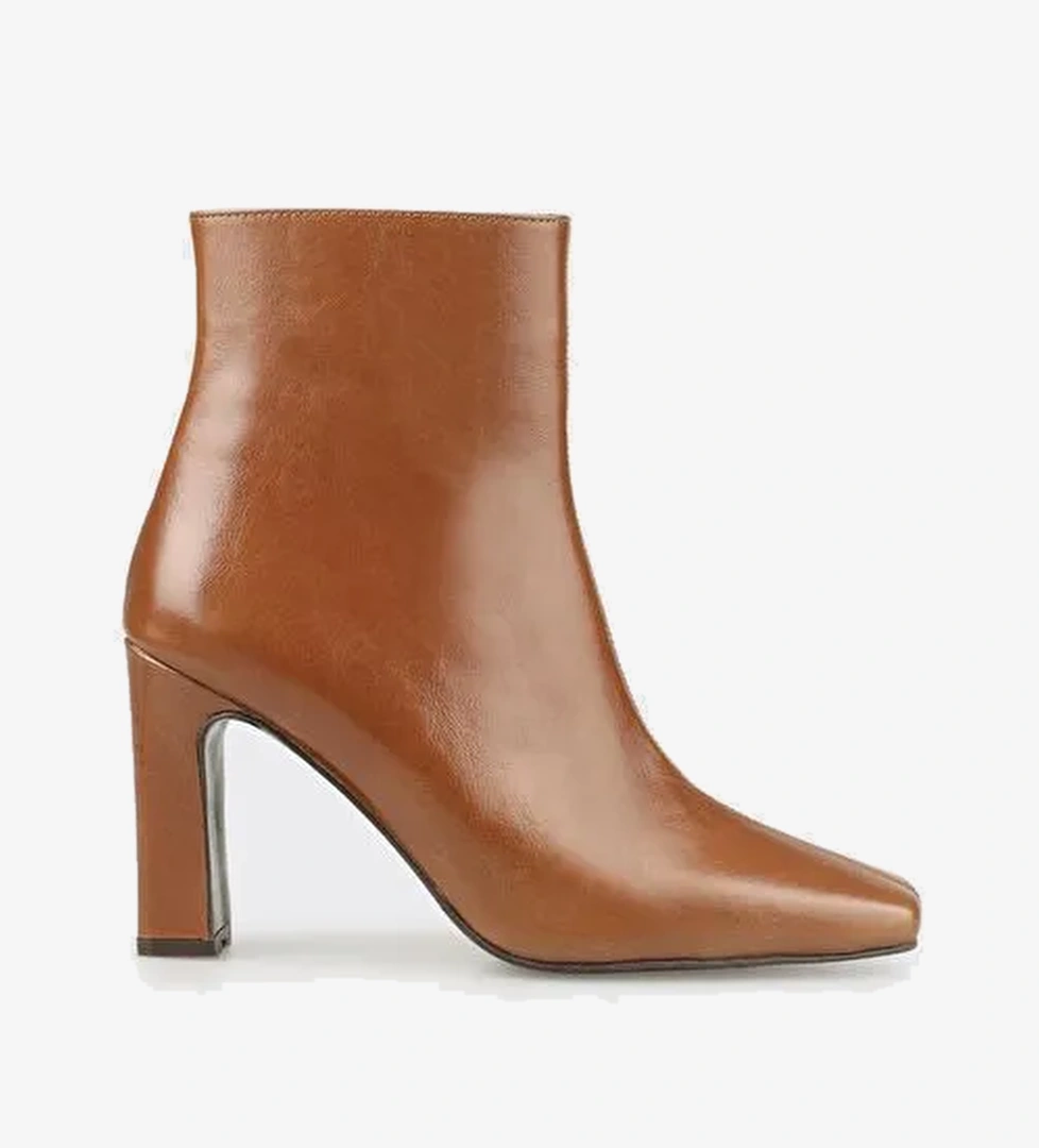 Vizon Deri Kadın Yüksek Topuk Bot - Görsel 1