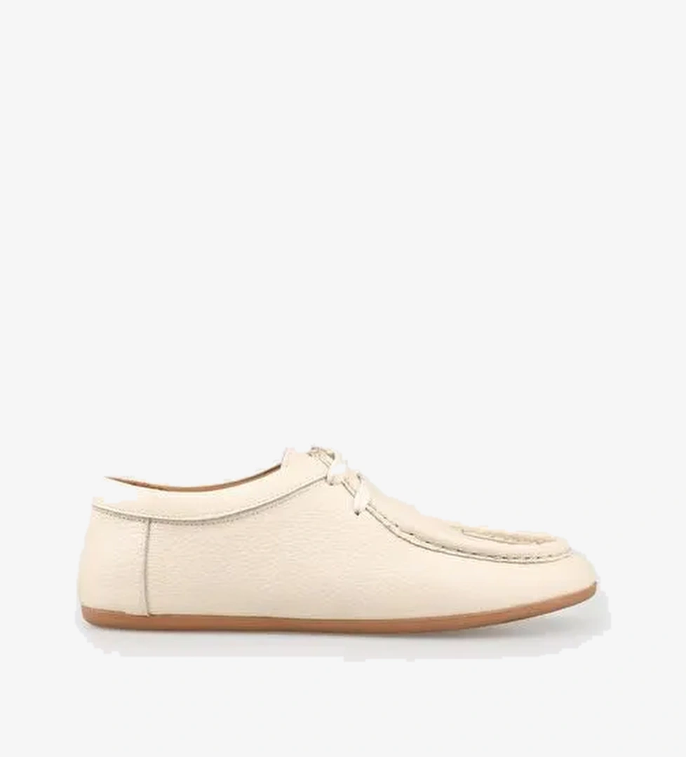 Bej Deri Kadın Günlük Ayakkabı - Görsel 1