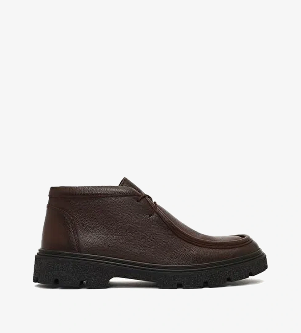 Erkek Kahverengi Bağcıklı Deri Casual Bot 25WFD7009FT - Görsel 1