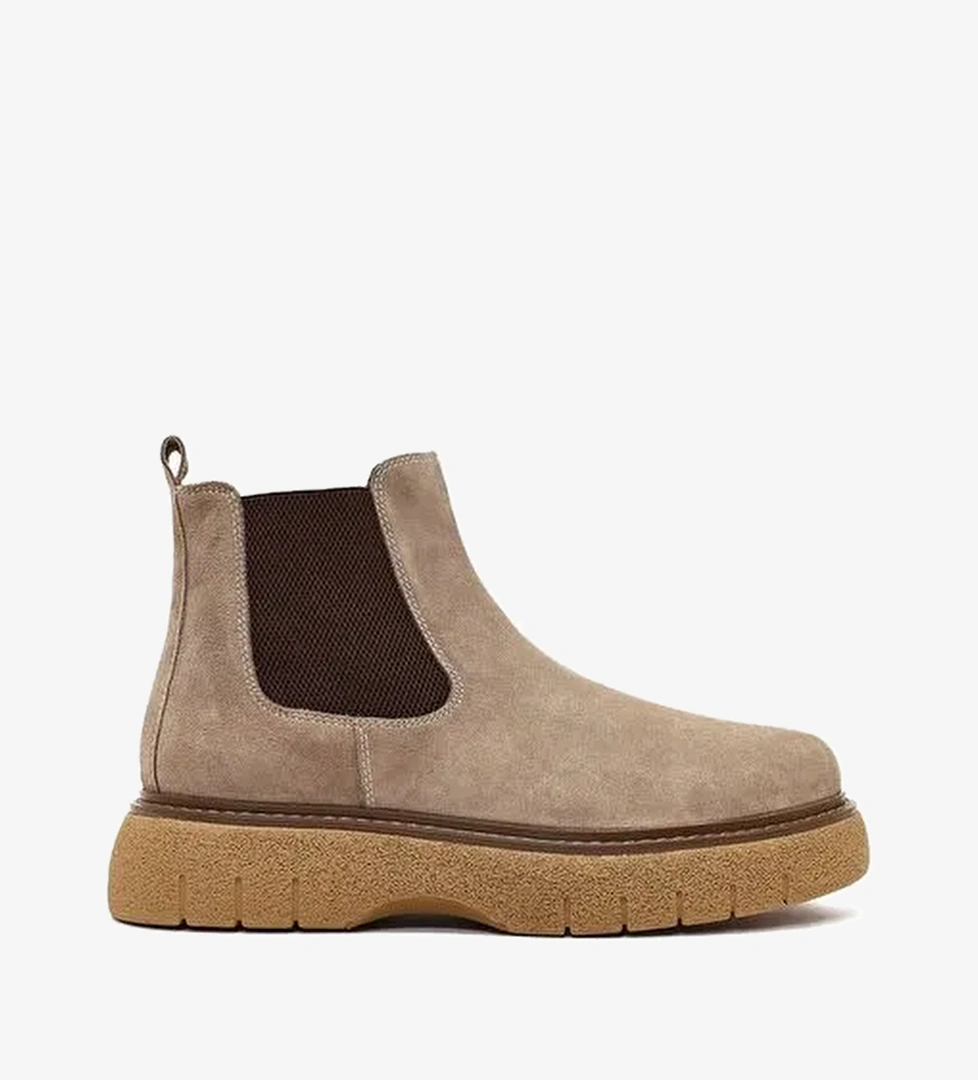 Erkek Vizon Kalın Tabanlı Süet Deri Chelsea Bot 25WFD650210 - Görsel 1