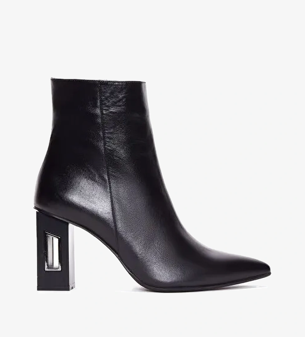 Derimod Derimod Kadın Siyah Deri Fermuarlı Klasik Topuklu Klasik Bot 23WFD132618 Boyner'de! Siyah - 1. görsel
