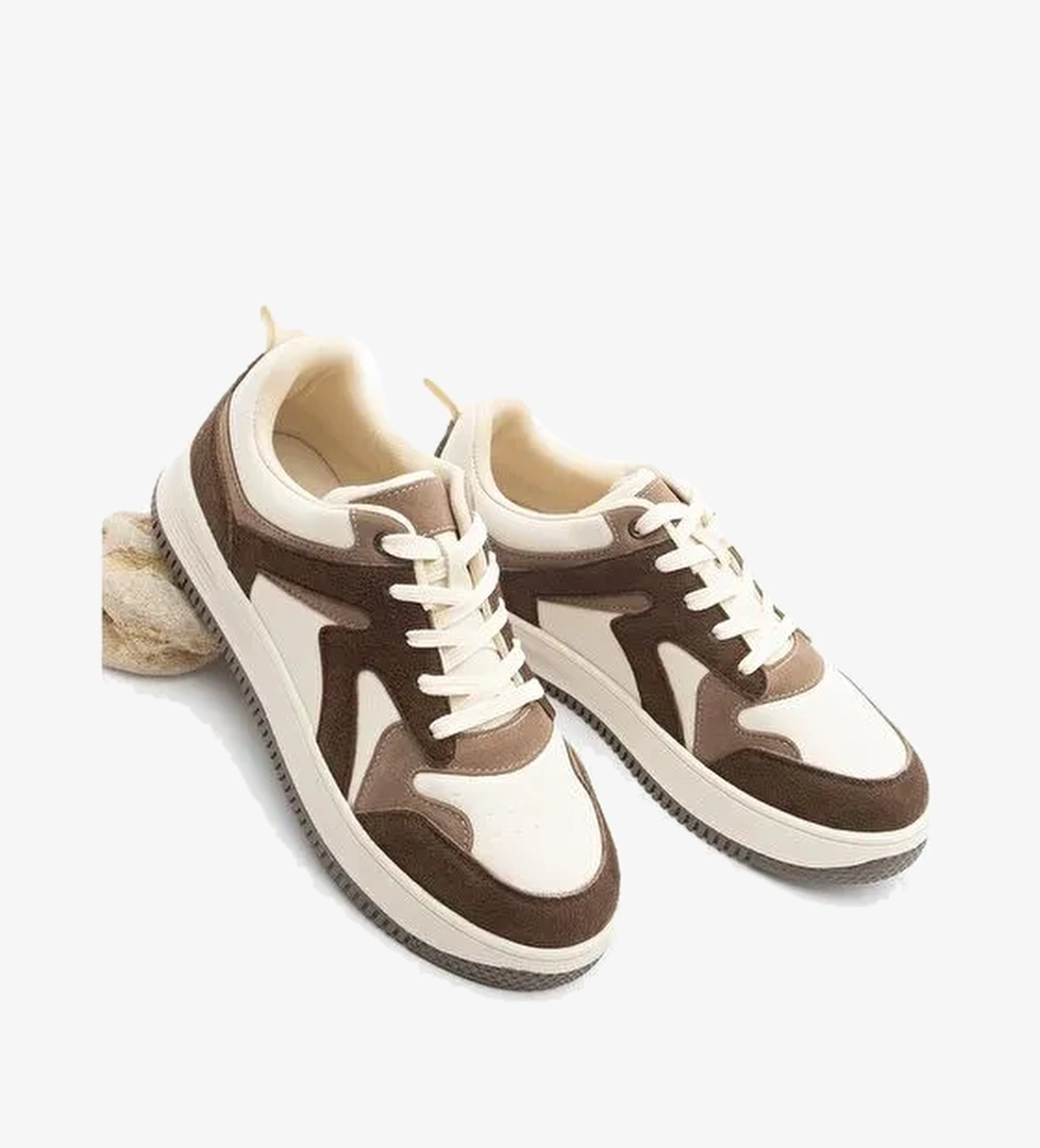 Kadın Sneaker Yüksek Taban Spor Ayakkabı Aryan Kahve - Görsel 1