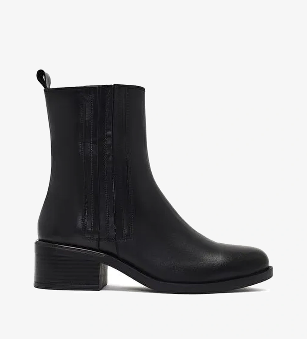 Kadın Siyah Fermuarlı Deri Bot 25WFD360618 - Görsel 1