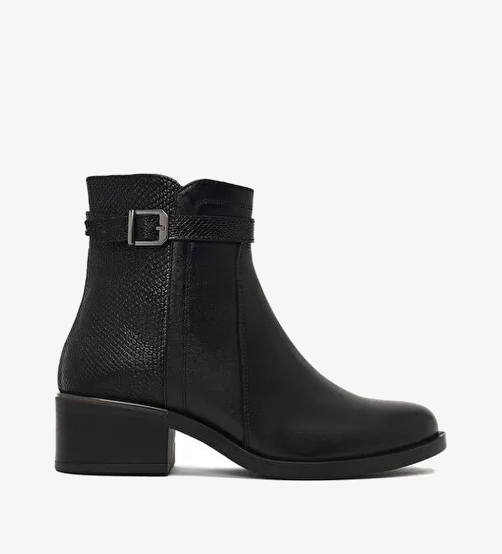 Kadın Siyah Fermuarlı Deri Bot 25WFD360814 - Görsel 1