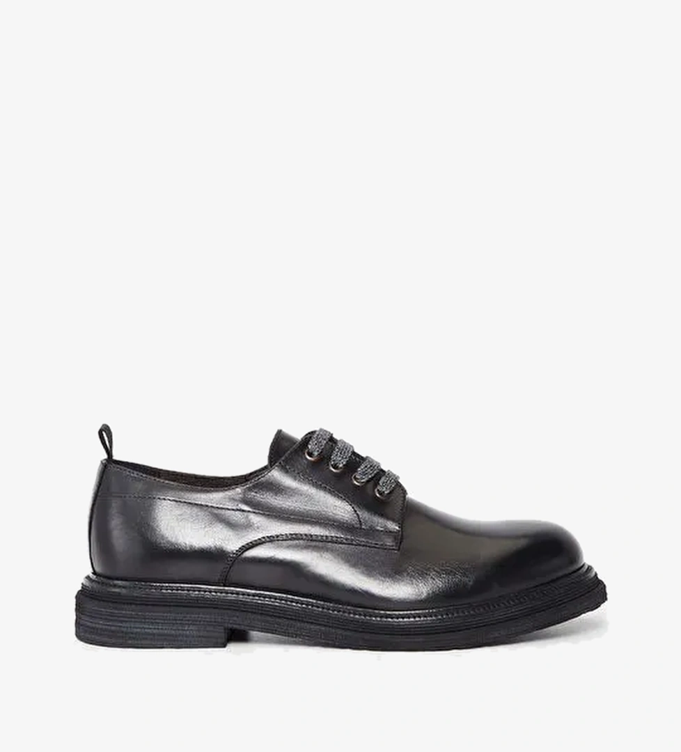 Exton Erkek Hakiki Deri Siyah Casual Ayakkabı - Görsel 1