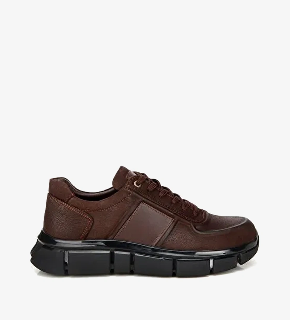 Erkek Nubuk Deri Kahverengi Kalın Tabanlı Spor Ayakkabı 02AYH314050A480 - Görsel 1