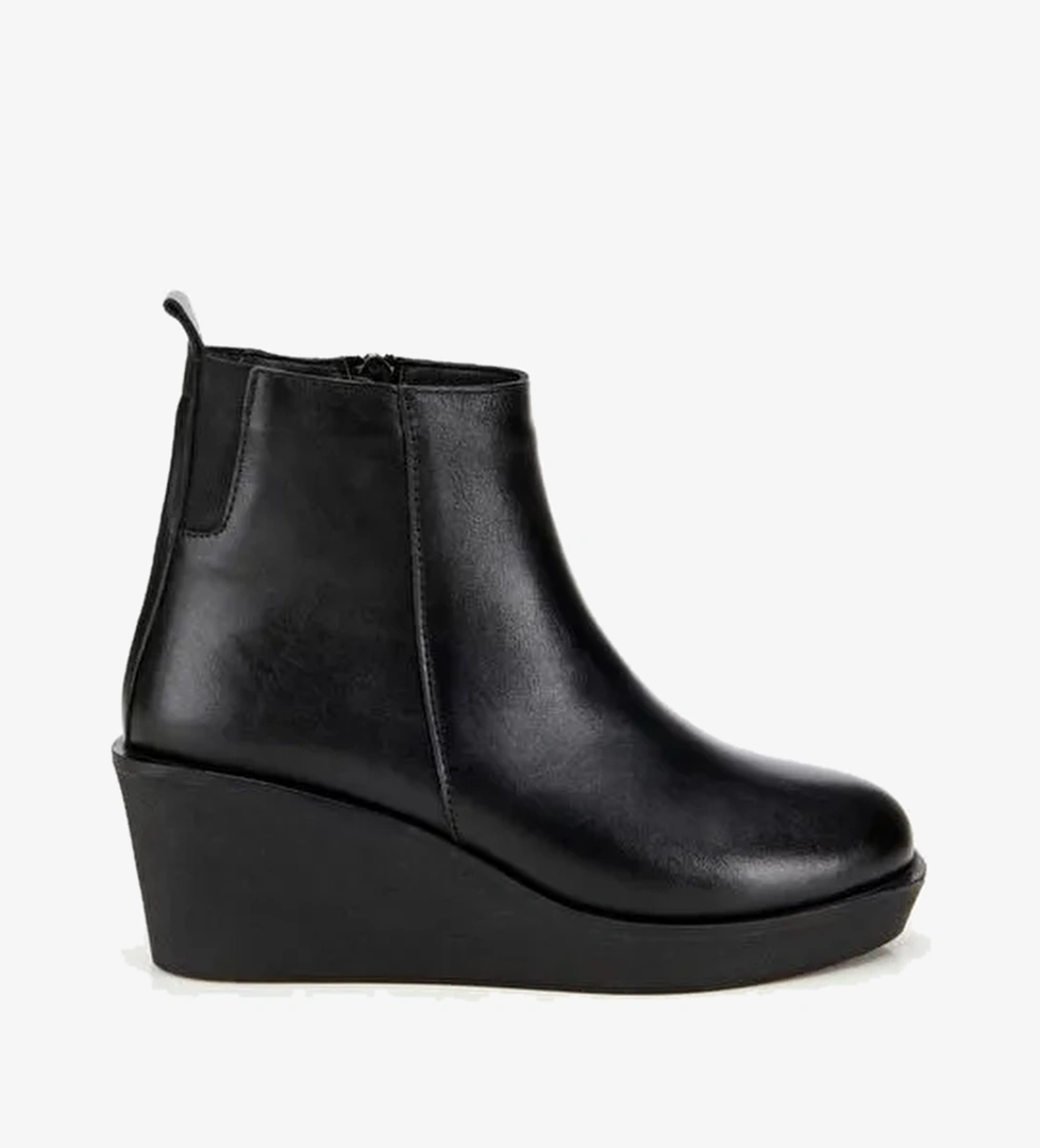 Kadın Deri Siyah Hafif Dolgu Bilekte Topuklu Bot 01BOH315790A100 - Görsel 1