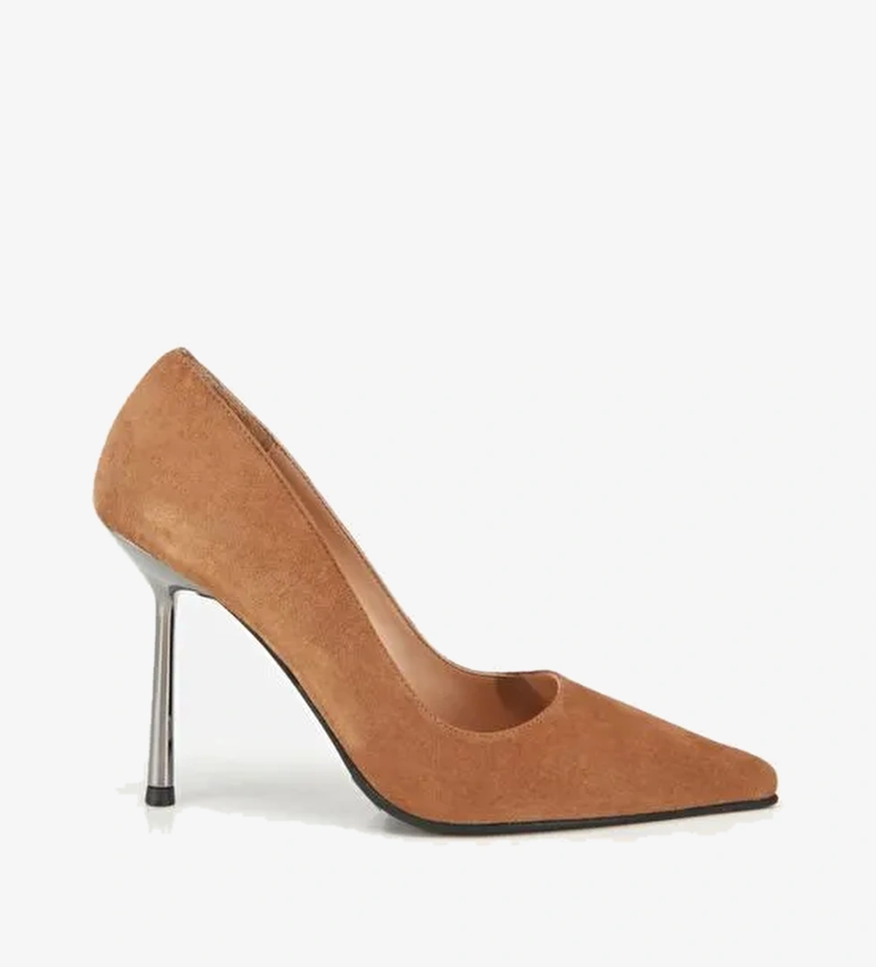 Kadın Süet Deri Taba Metal Detaylı Stiletto 01AYH315240A370 - Görsel 1