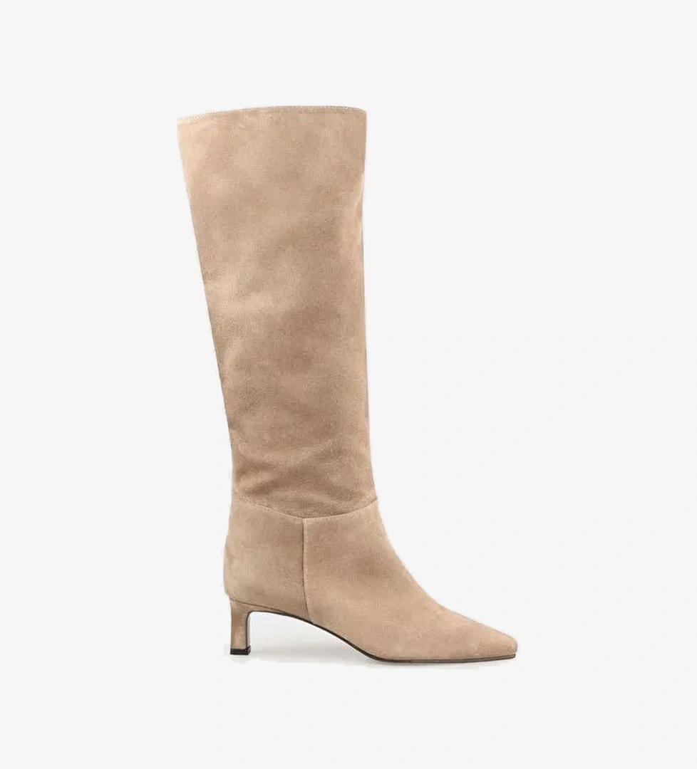 Vizon Deri Kadın Çizme - Görsel 1