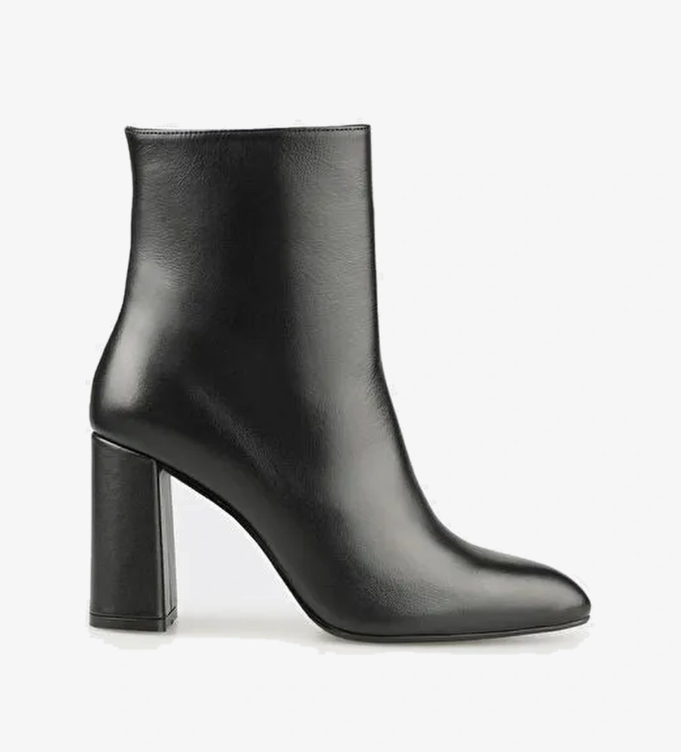 Siyah Deri Kadın Klasik Bot - Görsel 1