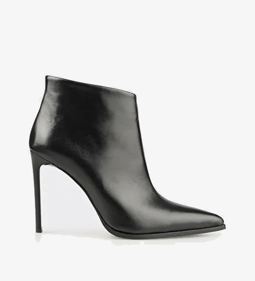 Siyah Deri Kadın Klasik Bot - Görsel 1