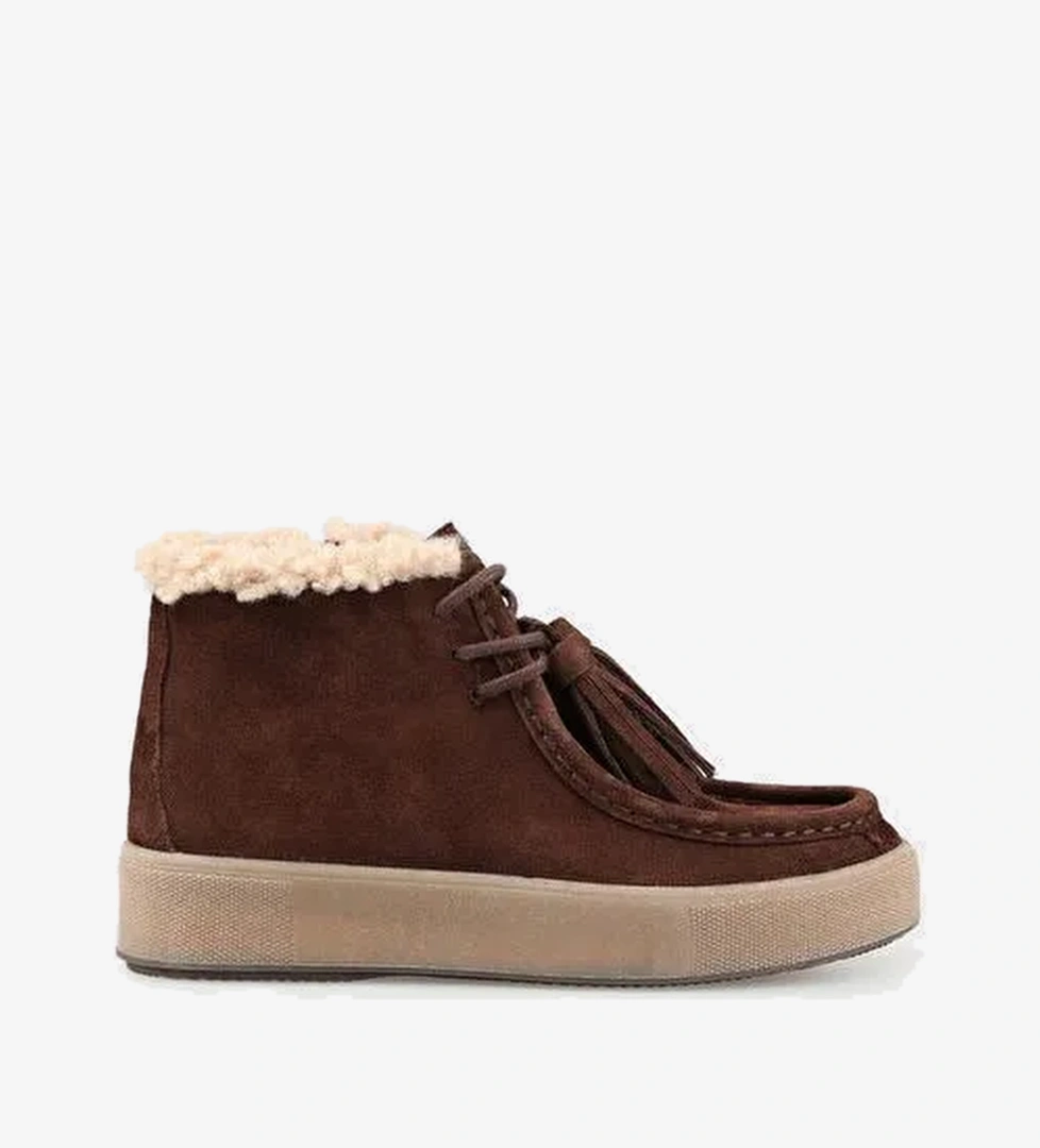 Kahve Deri Kadın Günlük Spor Bot - Görsel 1