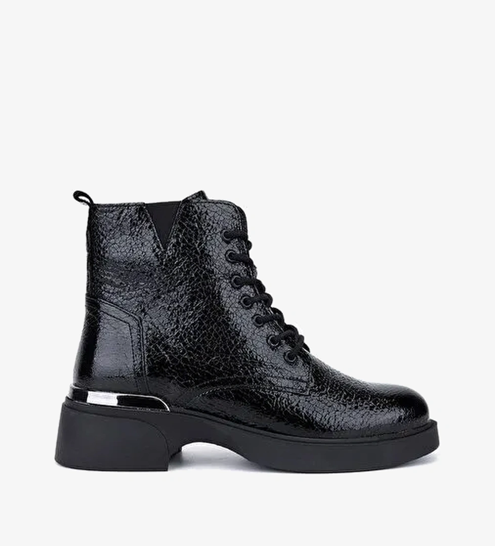 Valmenti Kadın Hakiki Deri Siyah Düz Bot - Görsel 1