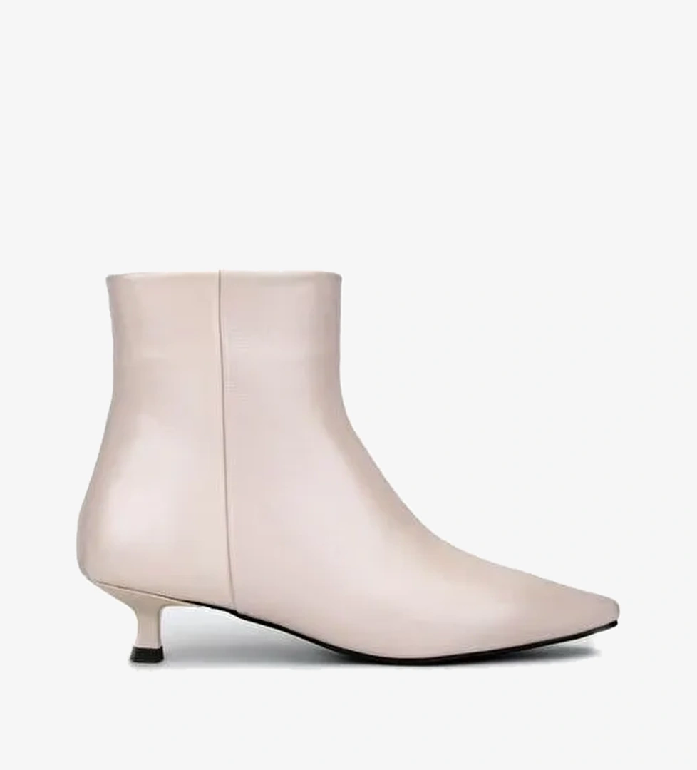 Valmenti Kadın Hakiki Deri Bej Topuklu Bot - Görsel 1