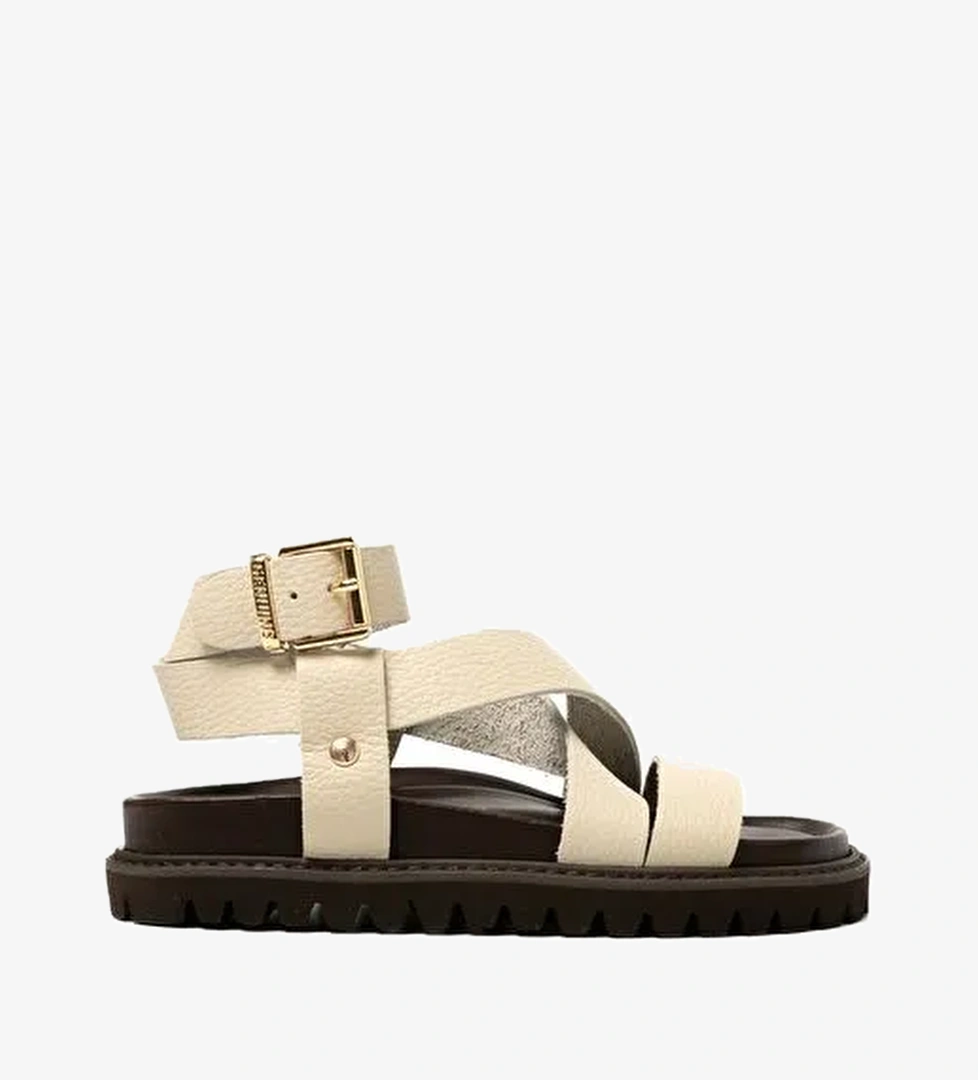 Kadın Terlik ZAHA EMBOSSED G106323 Genuins Leather Chalk - Görsel 1