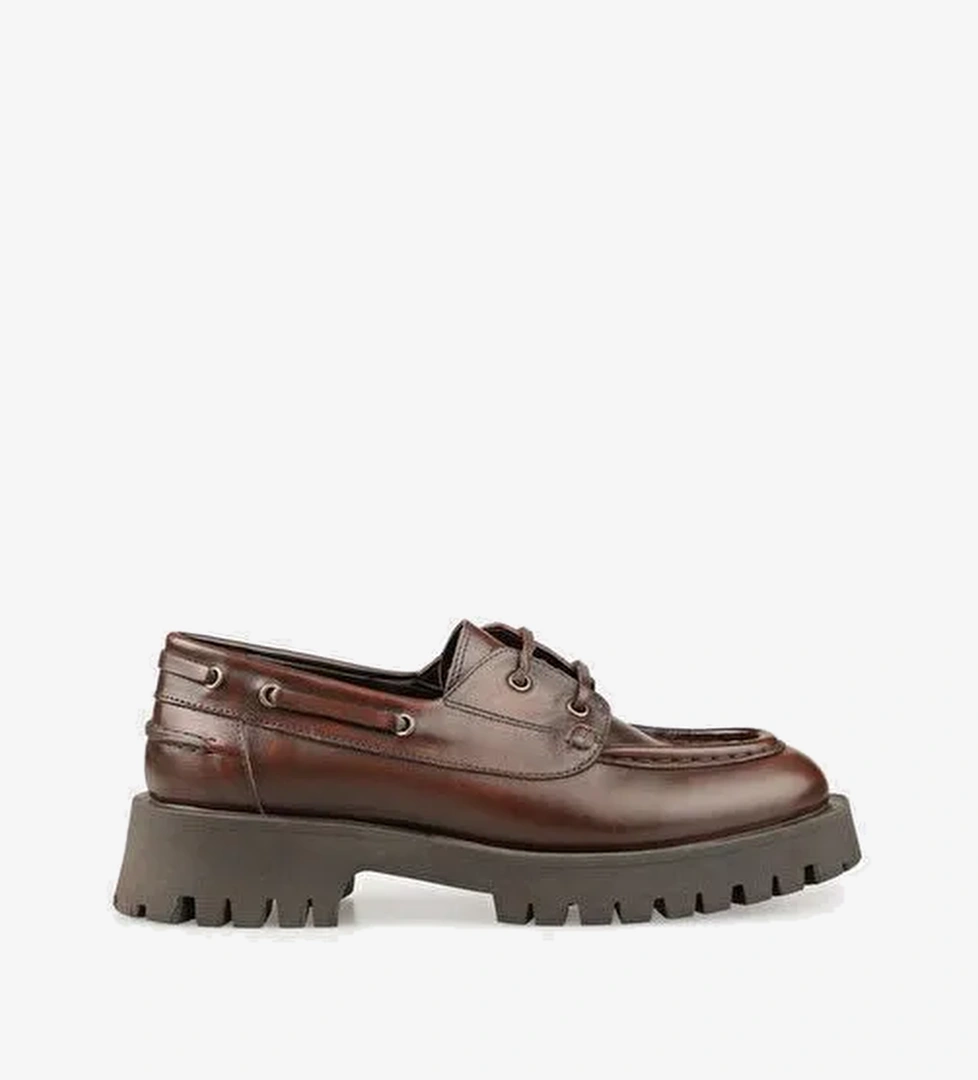 Kahve Deri Kadın Günlük Ayakkabı - Görsel 1