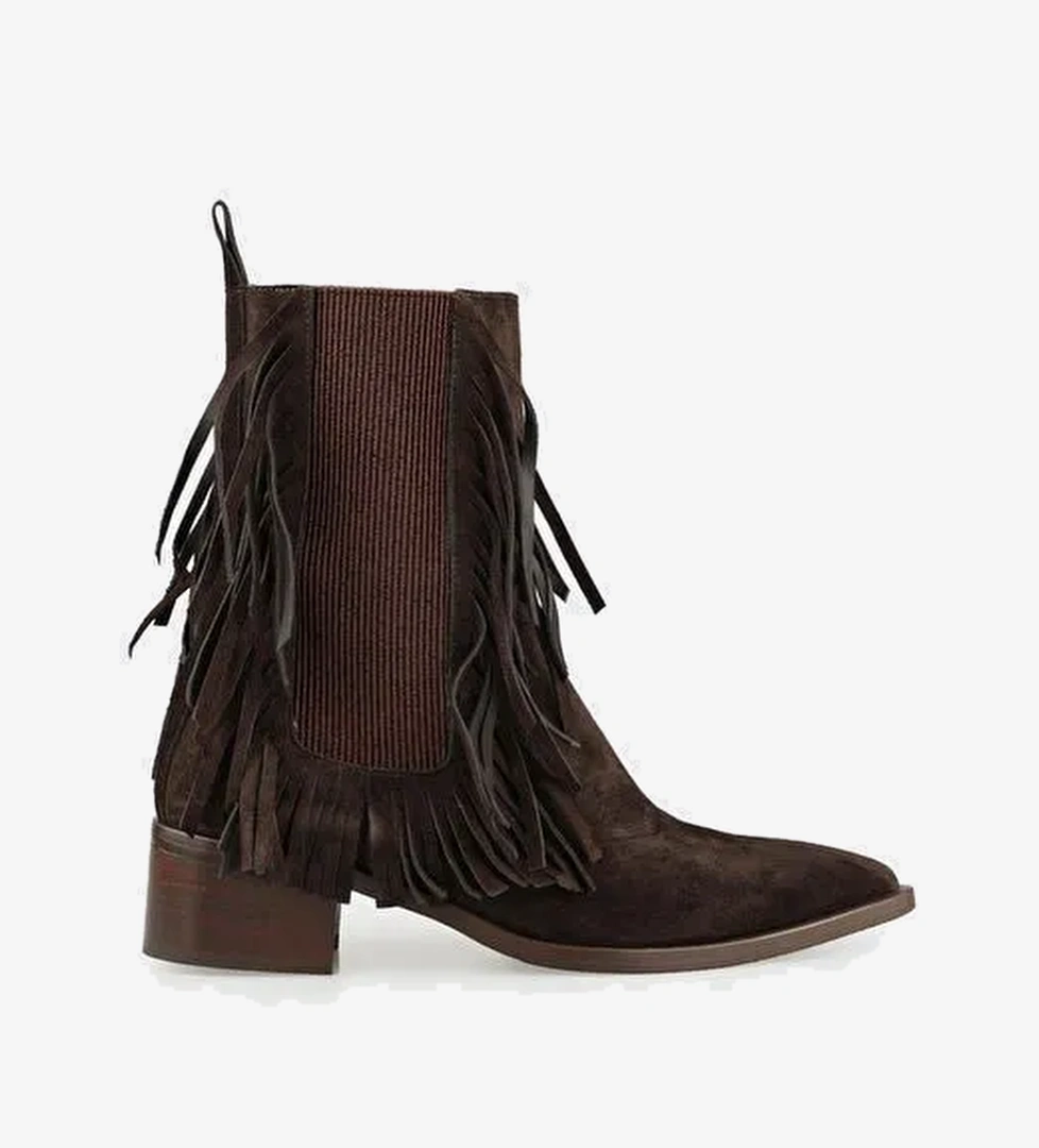 Kahve Deri Kadın Klasik Bot - Görsel 1