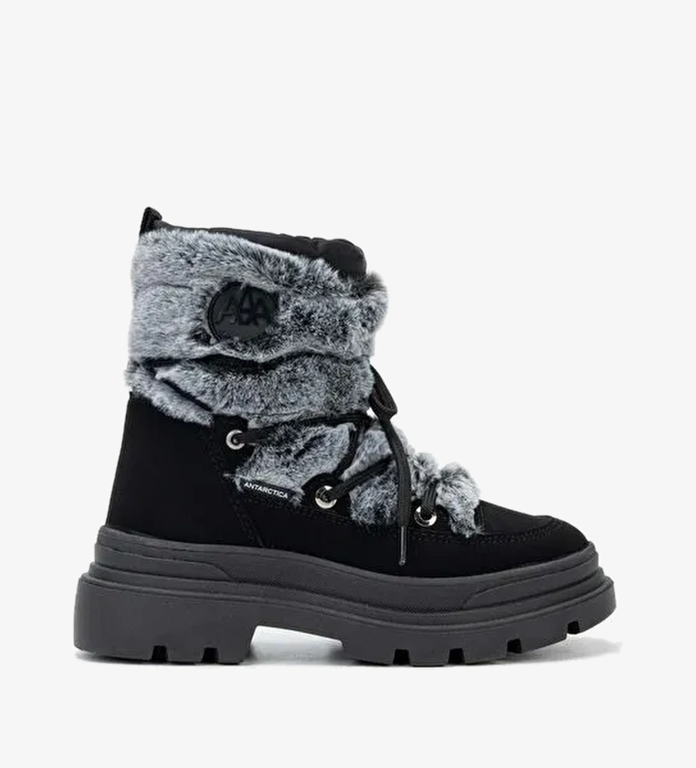 Effetre Kadın DERI/KURK Gri Melanj Kar Botu - Görsel 1