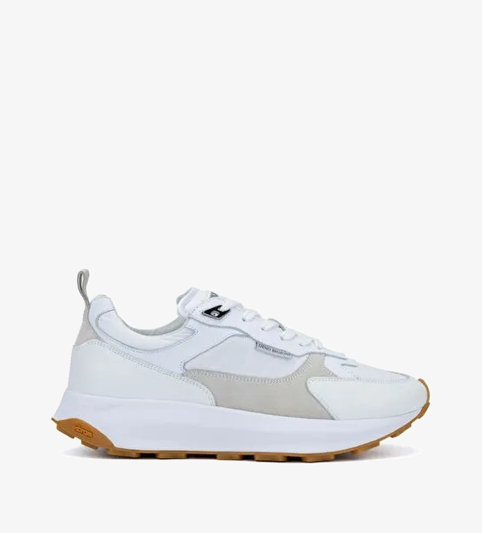 Dino Bigioni Erkek Tekstil/Hakiki Deri Beyaz Sneakers & Spor Ayakkabı - Görsel 1