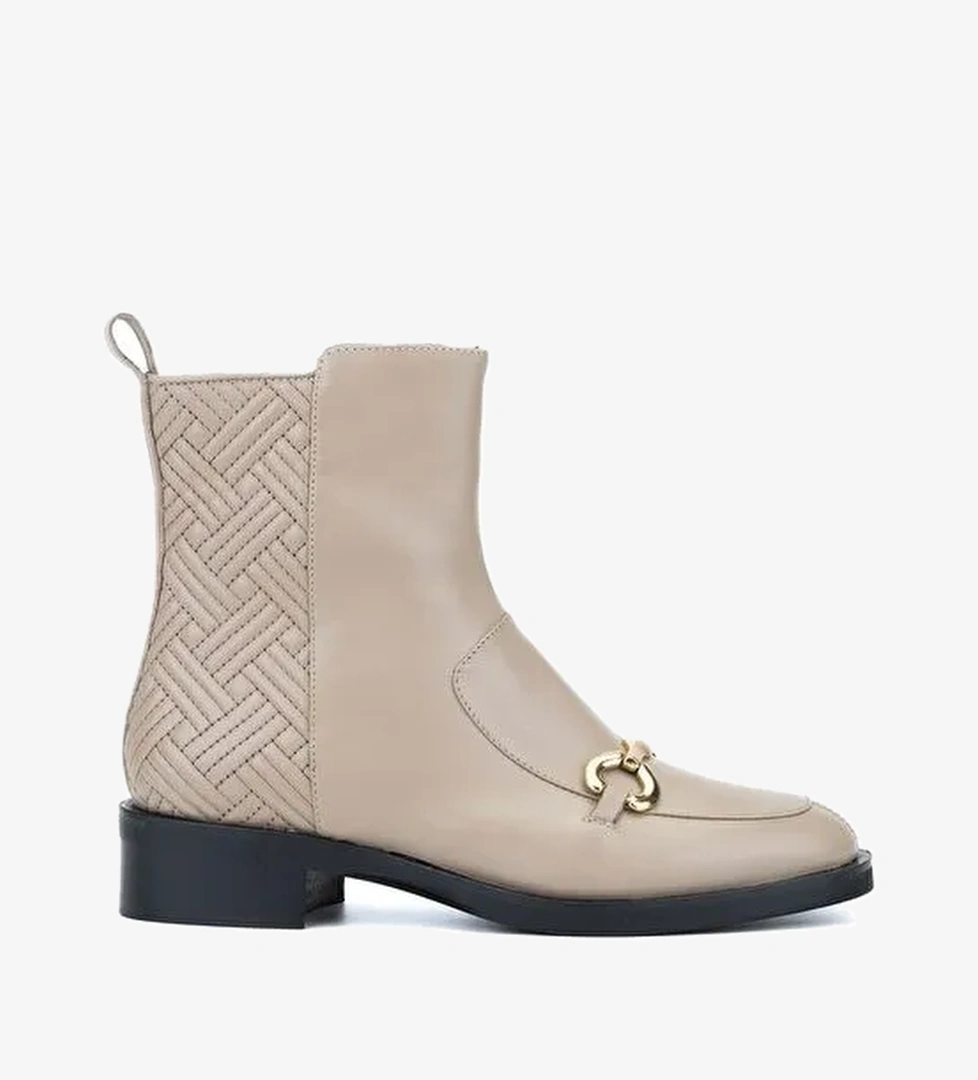 Evaluna Kadın Hakiki Deri Taupe Casual Bot - Görsel 1