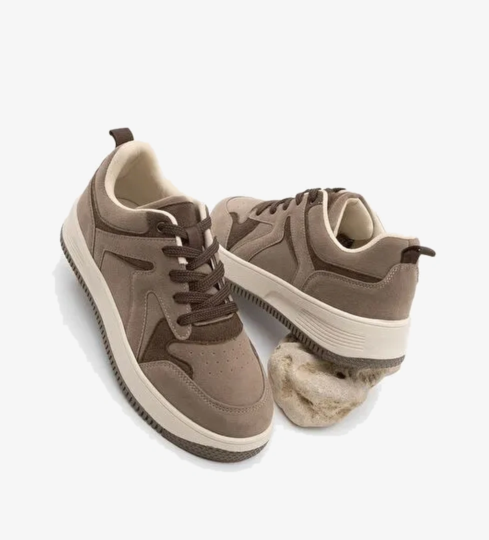 Kadın Sneaker Yüksek Taban Spor Ayakkabı Aryan Vizon Süet - Görsel 1