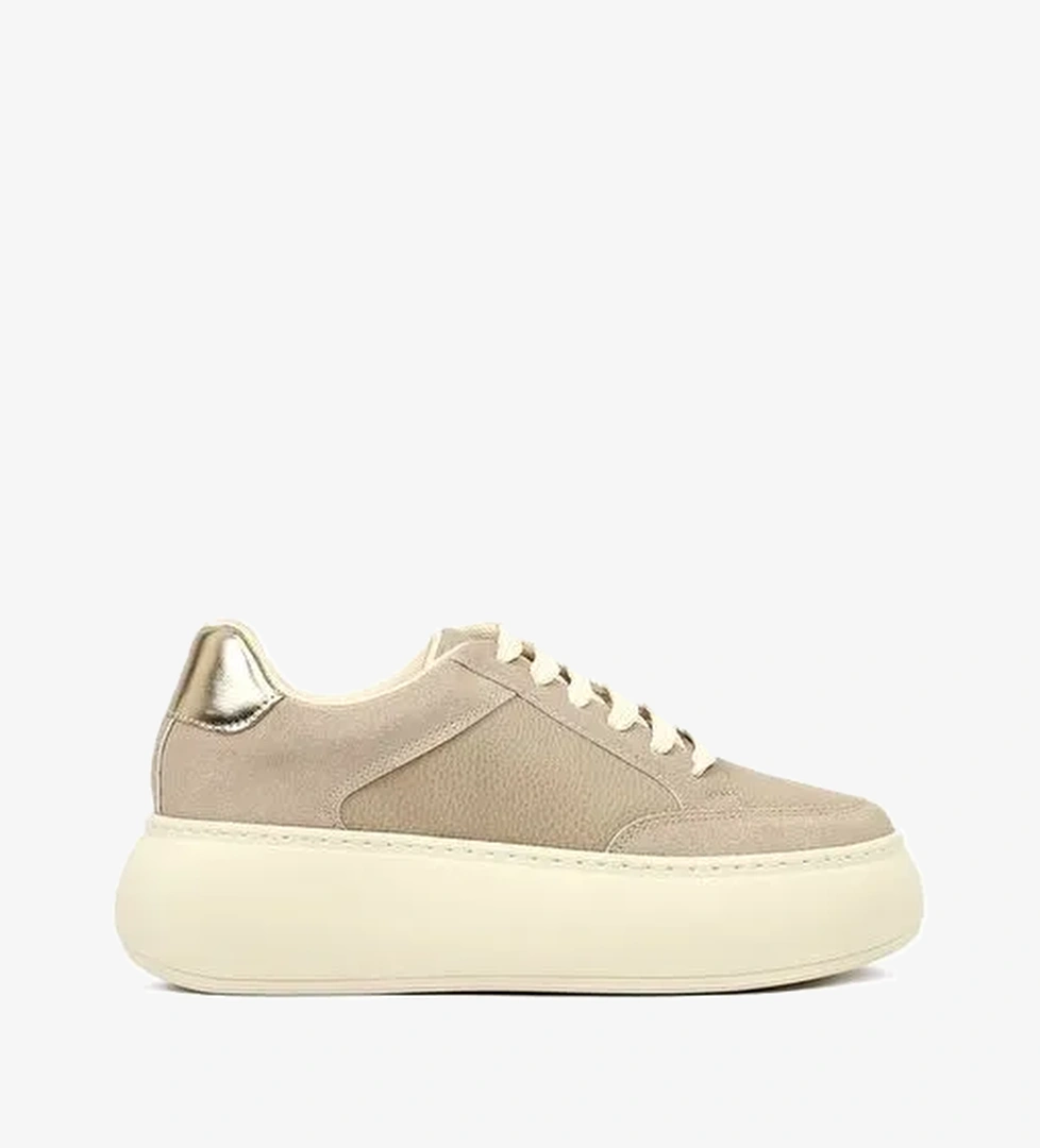 Kadın Vizon Bağcıklı Kalın Tabanlı Sneaker 25AFE145514 - Görsel 1