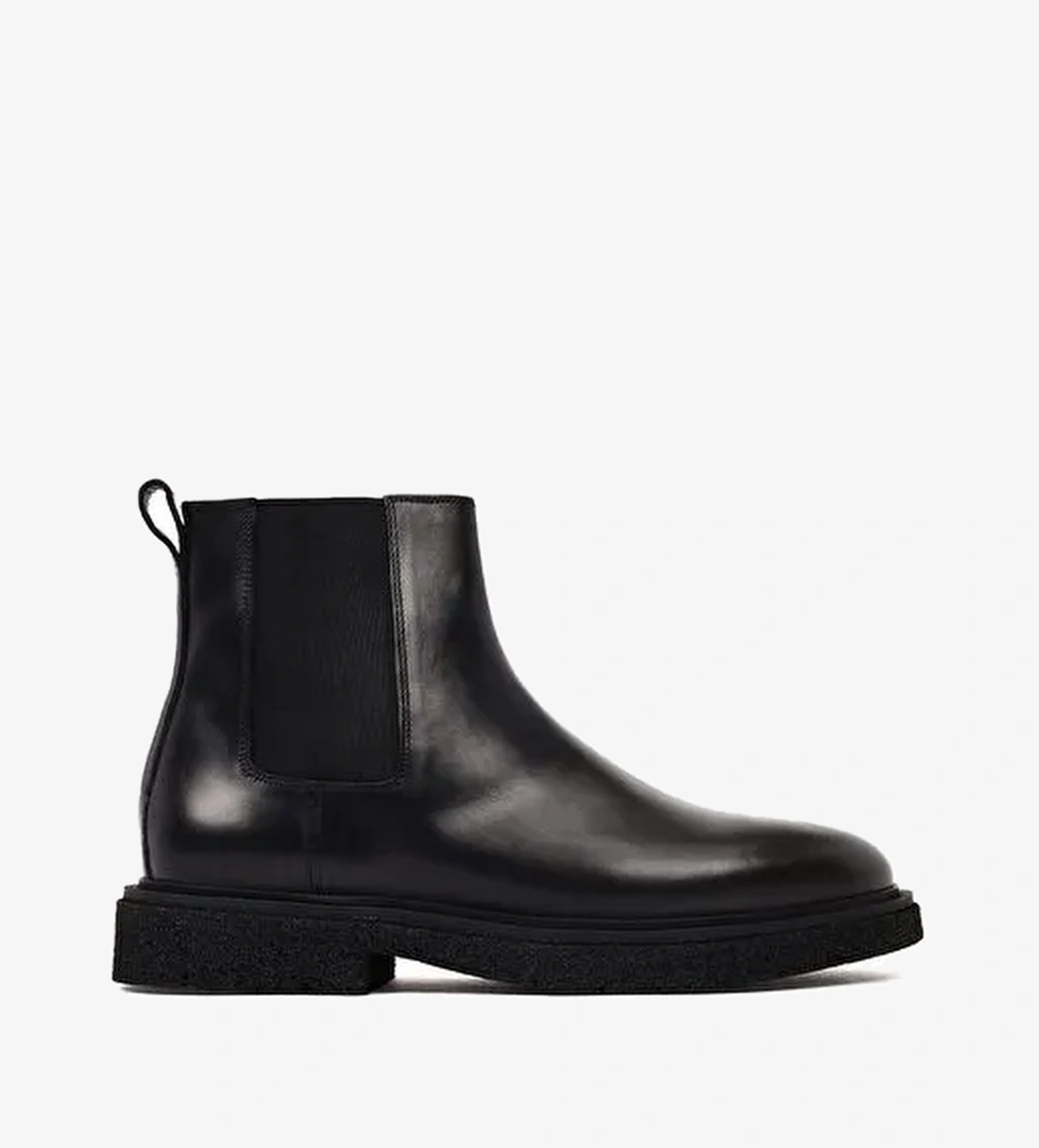 Erkek Siyah Fermuarlı Deri Bot 25WFD720218 - Görsel 1