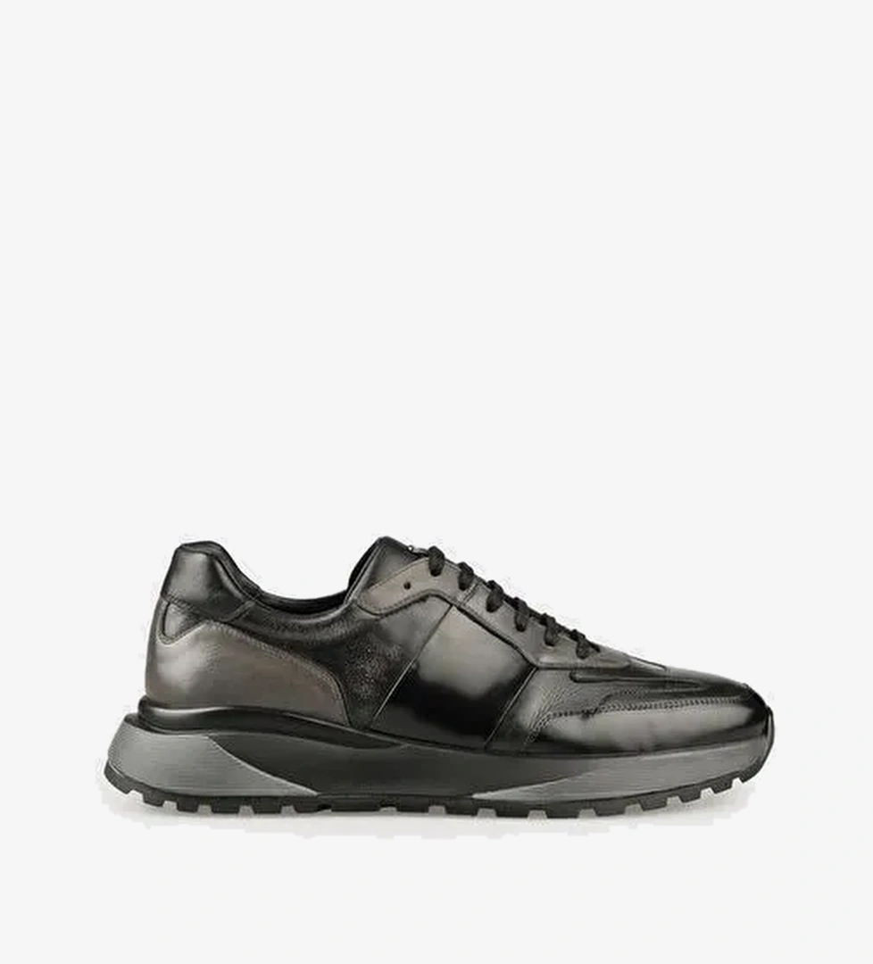 Siyah Deri Erkek Spor Ayakkabı - Görsel 1