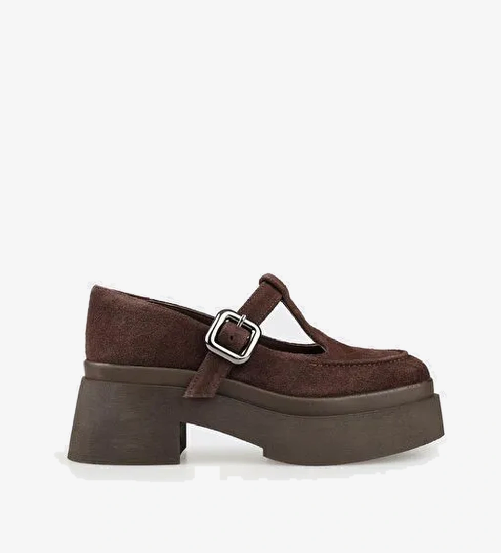 Kahve Deri Kadın Topuklu Ayakkabı - Görsel 1