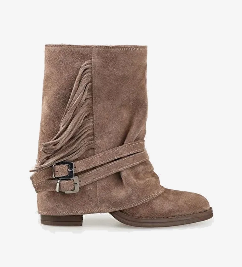 Vizon Deri Kadın Western Bot - Görsel 1