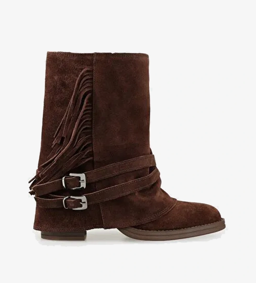 Kahve Deri Kadın Western Bot - Görsel 1