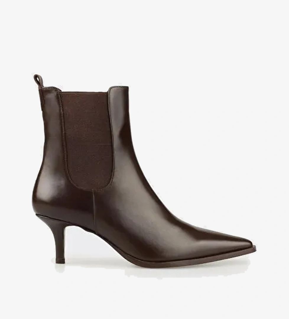 Kahve Deri Kadın Klasik Bot - Görsel 1