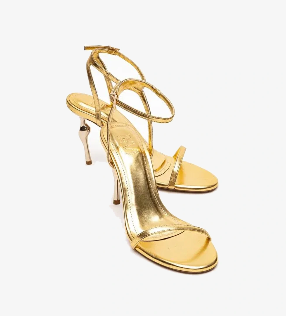 JASMİN Altın Cilt Tek Bantlı Kadın Topuklu Ayakkabı - Görsel 1