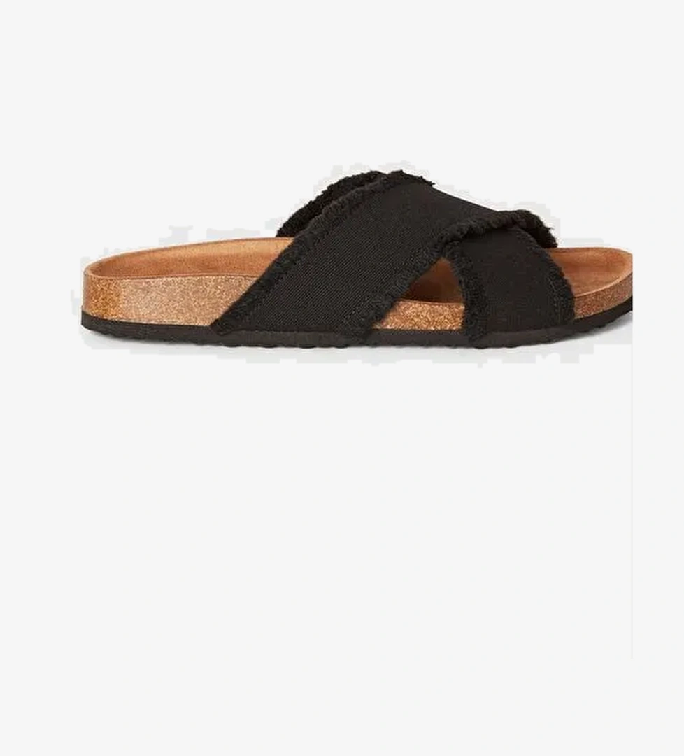 Kadın Siyah Çapraz Bantlı Plaj Terliği - Görsel 1