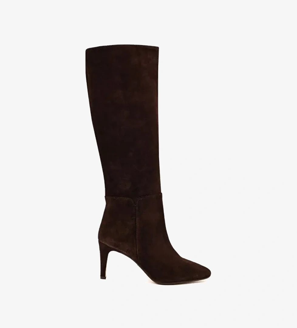 Kadın Kahverengi İnce Topuklu Süet Deri Çizme 25WFD161410 - Görsel 1