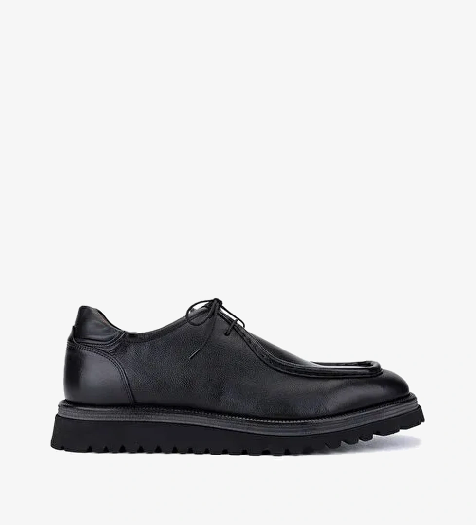 Tamer Tanca Erkek Hakiki Deri Siyah Deri Casual Ayakkabı - Görsel 1