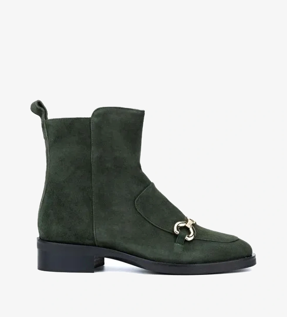 Evaluna Kadın Hakiki Deri Haki Casual Bot - Görsel 1