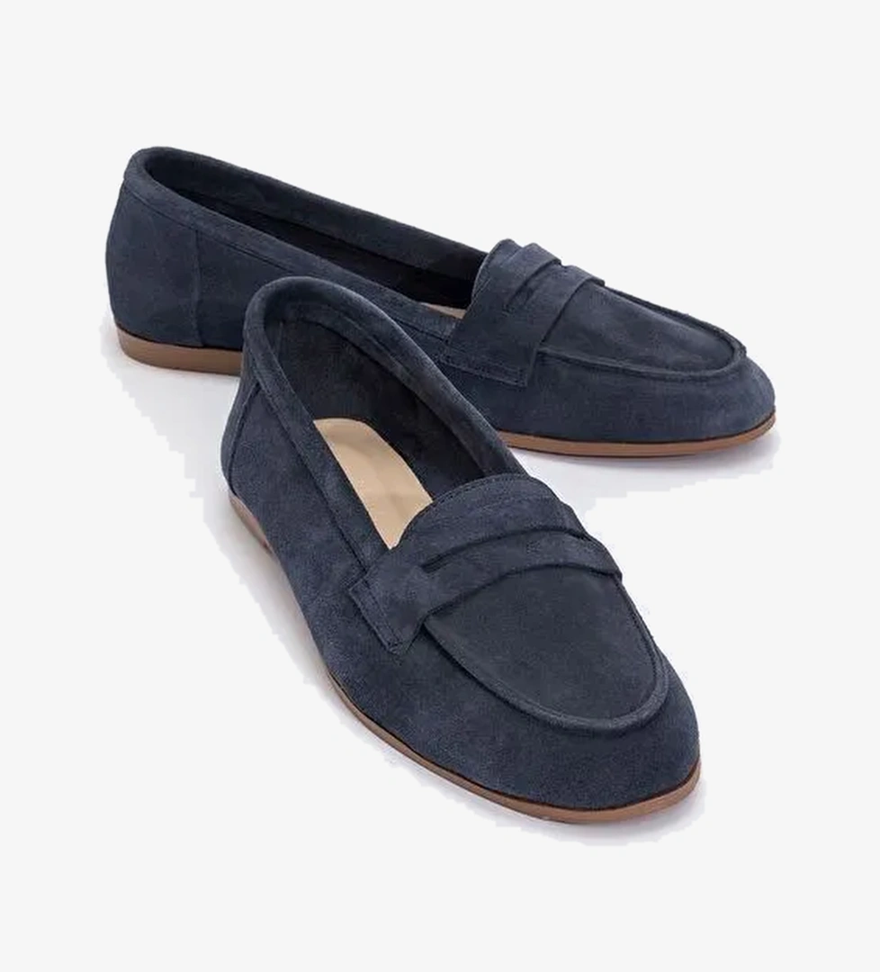 TORY Kot Süet Hakiki Deri Kadın Loafer Ayakkabı - Görsel 1