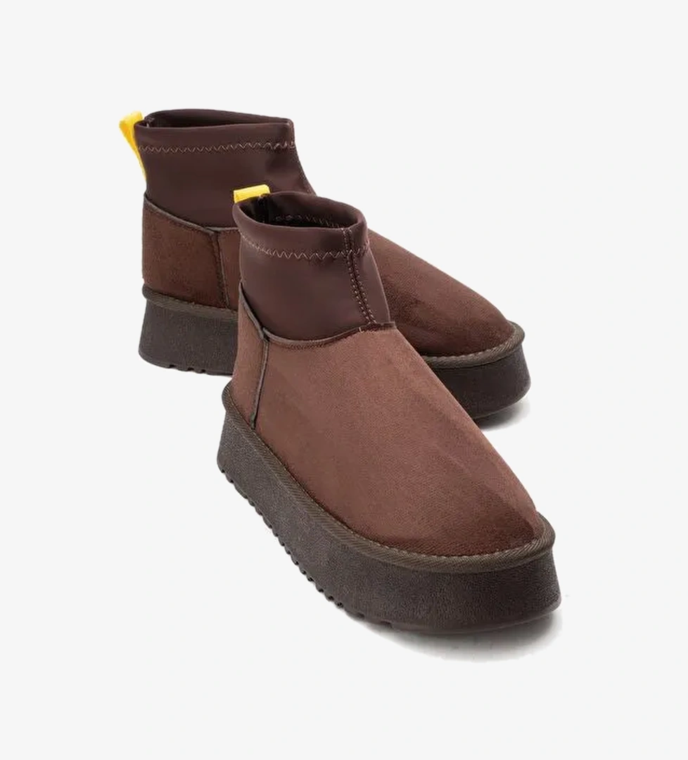 OVAR Kahverengi Süet Scuba Platform Tabanlı Kadın Bot - Görsel 1