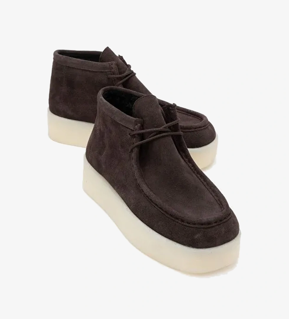 MELIA Kahverengi Süet Hakiki Deri Kadın Bilekte Bot - Görsel 1