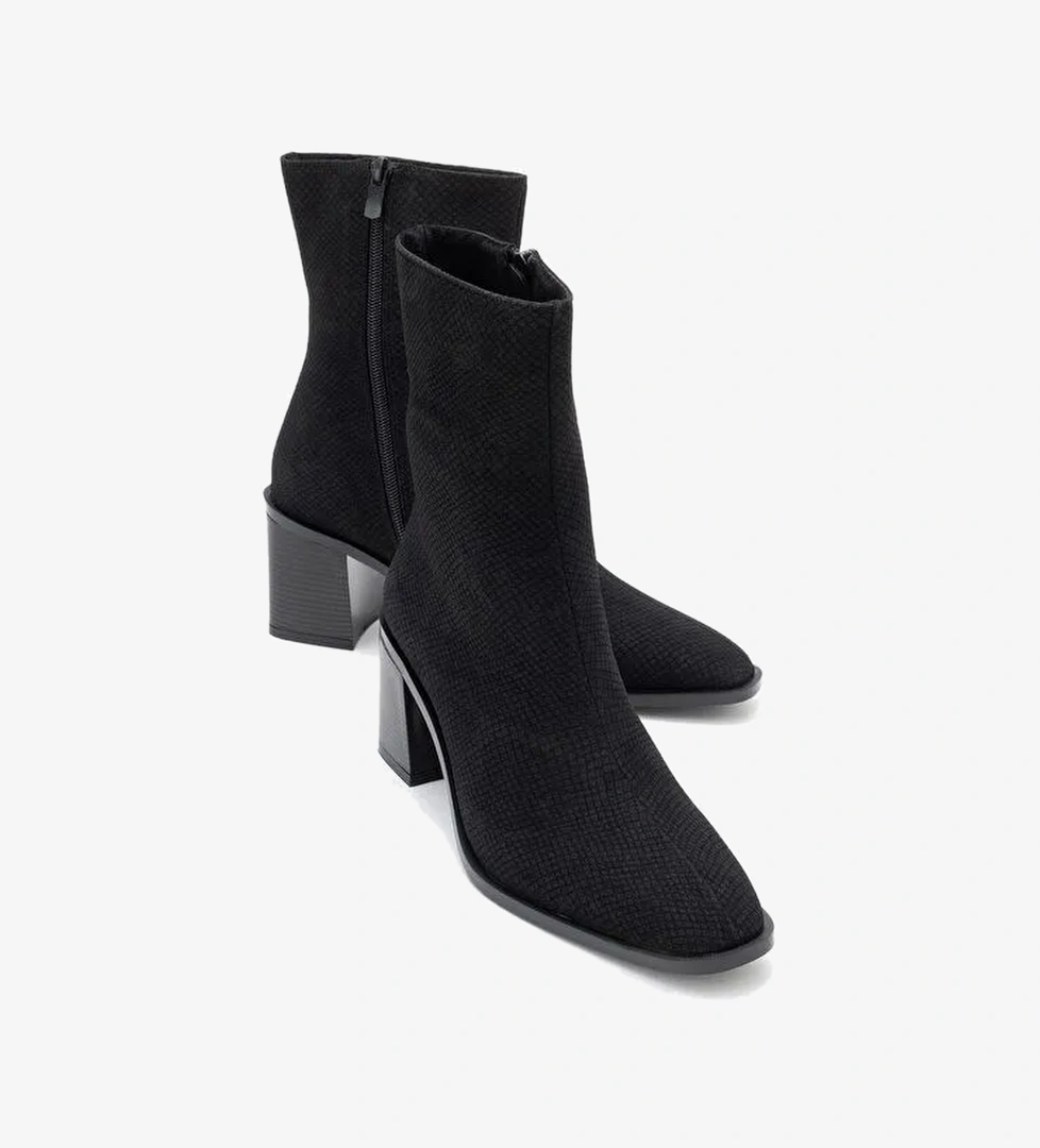 CHARA Siyah Desenli Kadın Kalın Topuklu Bot - Görsel 1