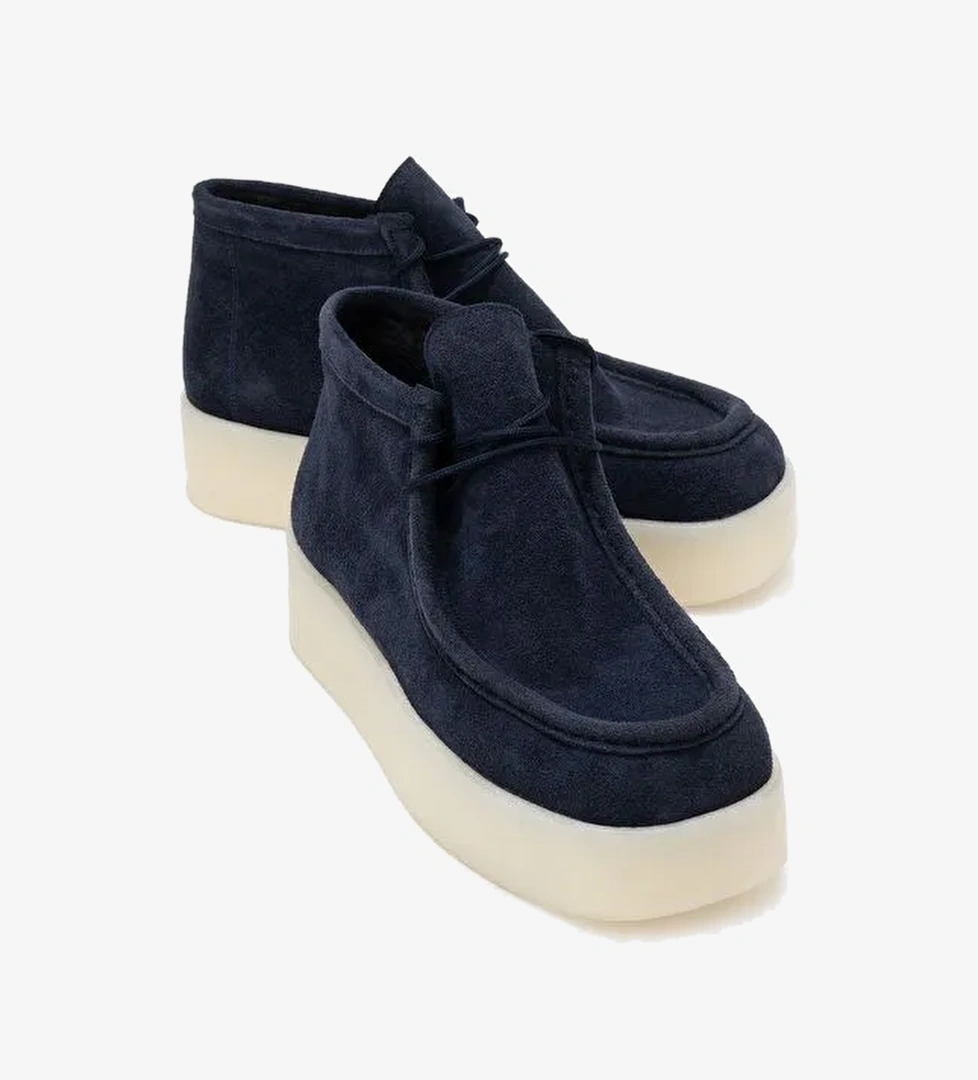 MELIA Lacivert Süet Hakiki Deri Kadın Bilekte Bot - Görsel 1