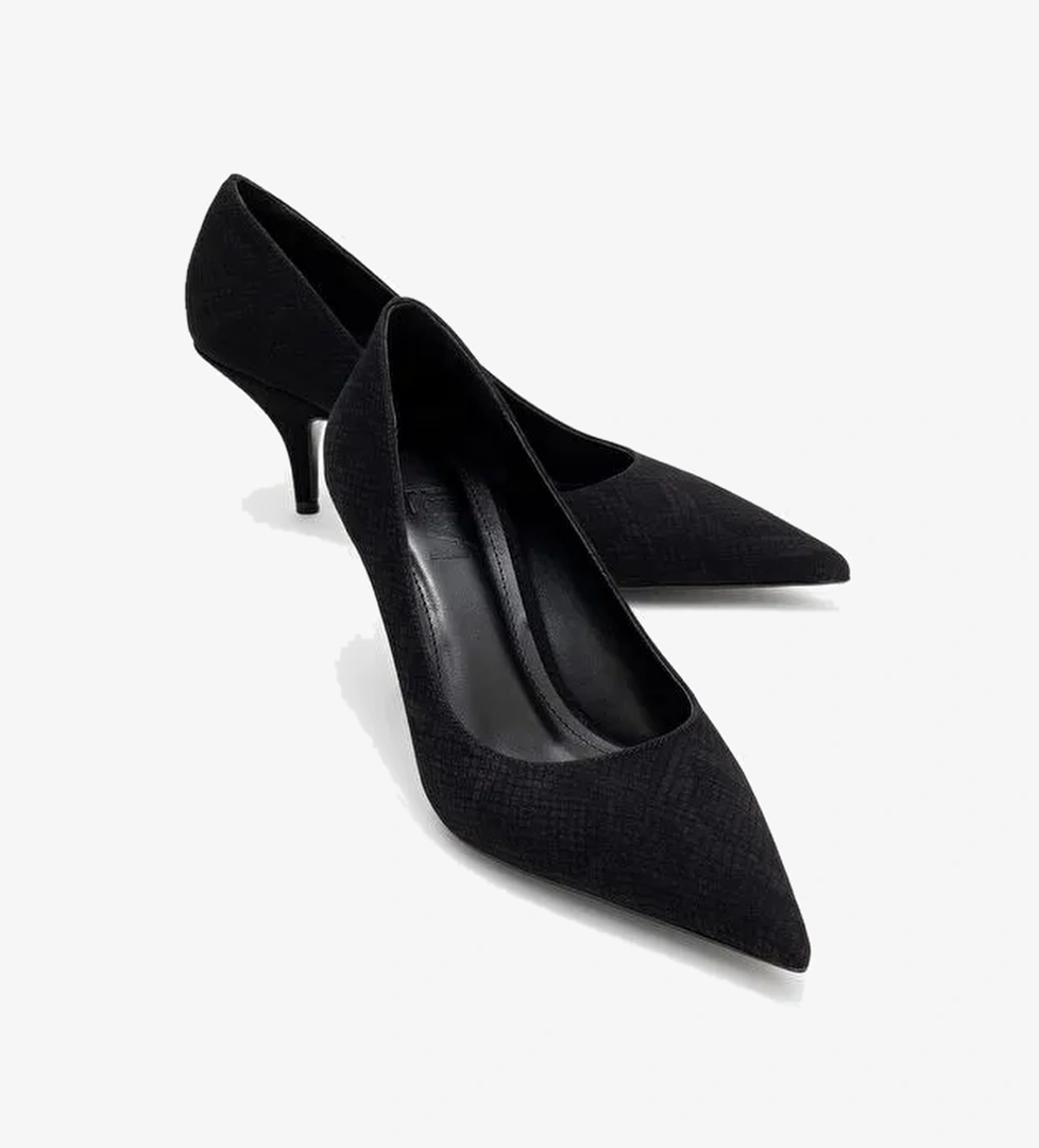 MARCUS Siyah Desenli Kadın Topuklu Ayakkabı - Görsel 1