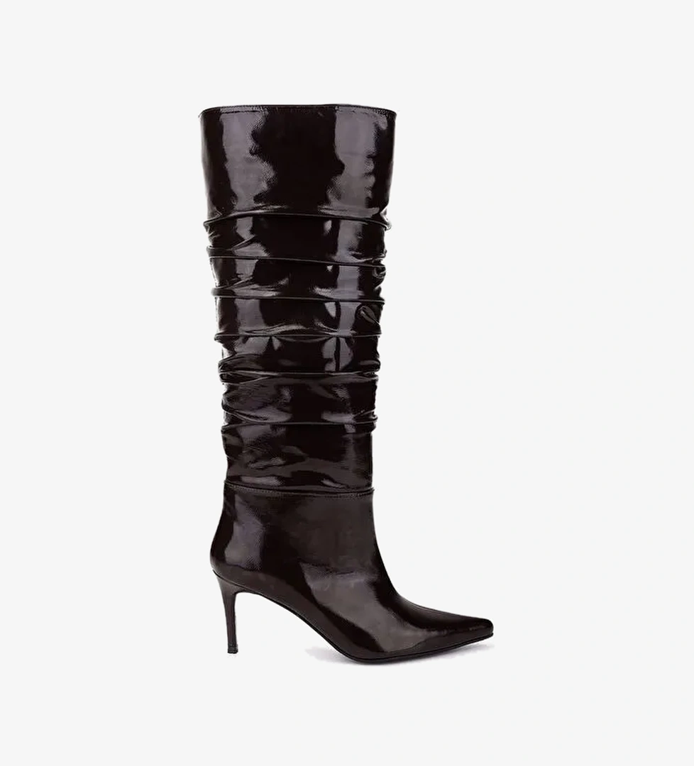 Valmenti Kadın Hakiki Deri Kahverengi Topuklu Çizme - Görsel 1