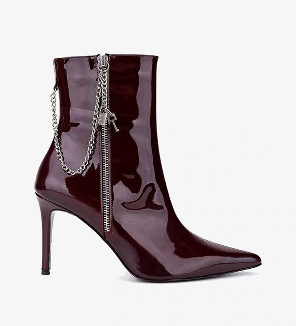 Valmenti Kadın Hakiki Deri Bordo Topuklu Bot - Görsel 1