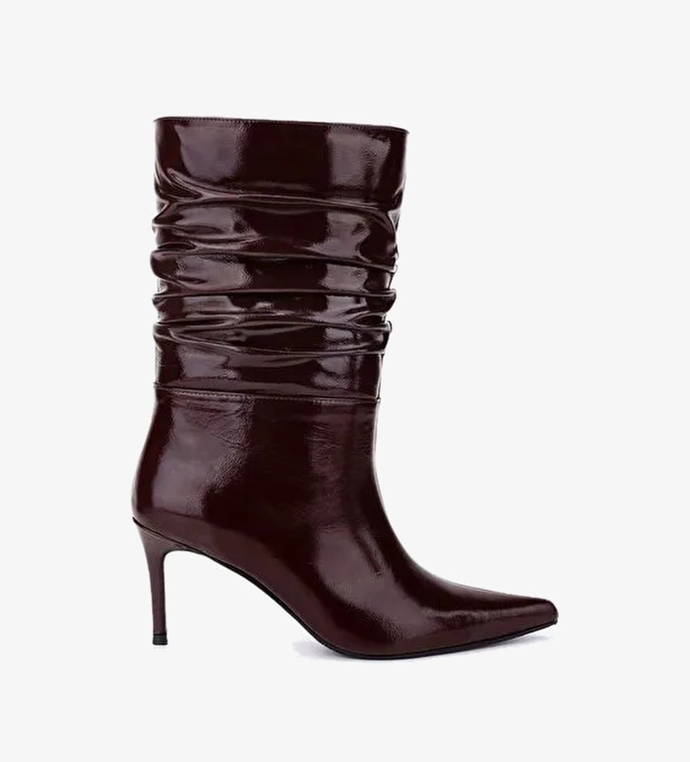Valmenti Kadın Hakiki Deri Bordo Rugan Topuklu Bot - Görsel 1